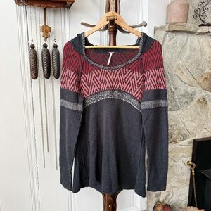 Free People Hooded Wool Blend Y2K Vintage Sweater